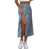 imageAvanova Womens Boho Leopard Print Thigh High Waist A Line Split Midi SkirtA Light Blue