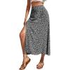 imageAvanova Womens Boho Leopard Print Thigh High Waist A Line Split Midi SkirtBlack