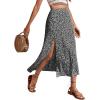 imageAvanova Womens Boho Leopard Print Thigh High Waist A Line Split Midi SkirtBlack