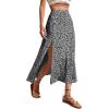 imageAvanova Womens Boho Leopard Print Thigh High Waist A Line Split Midi SkirtBlack