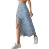 imageAvanova Womens Boho Leopard Print Thigh High Waist A Line Split Midi SkirtBlue