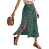 imageAvanova Womens Boho Leopard Print Thigh High Waist A Line Split Midi SkirtDot Green