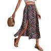 imageAvanova Womens Boho Leopard Print Thigh High Waist A Line Split Midi SkirtFloral Muticolor
