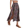 imageAvanova Womens Boho Leopard Print Thigh High Waist A Line Split Midi SkirtFloral Muticolor