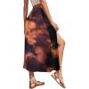 imageAvanova Womens Boho Leopard Print Thigh High Waist A Line Split Midi SkirtTie Dye Purple