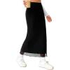 imageAvanova Womens Mesh Slit Split Long Skirts High Waisted Sexy Summer Maxi SkirtsBlack
