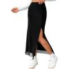 imageAvanova Womens Mesh Slit Split Long Skirts High Waisted Sexy Summer Maxi SkirtsBlack