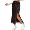 imageAvanova Womens Mesh Slit Split Long Skirts High Waisted Sexy Summer Maxi SkirtsBlack Cherry