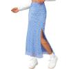 imageAvanova Womens Mesh Slit Split Long Skirts High Waisted Sexy Summer Maxi SkirtsBlue Floral