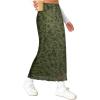 imageAvanova Womens Mesh Slit Split Long Skirts High Waisted Sexy Summer Maxi SkirtsGreen Floral