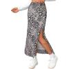 imageAvanova Womens Mesh Slit Split Long Skirts High Waisted Sexy Summer Maxi SkirtsLeopard Brown