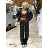 imageBlack Faux Leather Pants for Women High Waisted Flare Cargo Pants Y2k Straight Wide Leg Pleather Pants with PocketsBlack