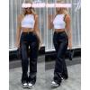 imageBlack Faux Leather Pants for Women High Waisted Flare Leggings Straight Wide Leg Pleather Pants with PocketsA1 Wide Leg Leather Pants Black