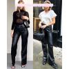 imageBlack Faux Leather Pants for Women High Waisted Flare Leggings Straight Wide Leg Pleather Pants with PocketsA1 Wide Leg Leather Pants Black