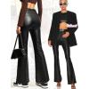 imageBlack Faux Leather Pants for Women High Waisted Flare Leggings Straight Wide Leg Pleather Pants with PocketsA3 Bootcut Magic Pants Black