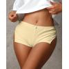 imageLow Rise Booty Shorts Micro Mini Pajamas Shorts for Women Cute Boy Short Side Slit Ruched Lounge Pj BottomsCream Yellow