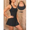 imageTwo Piece Tennis Skirt Sets for Women 2 Piece Mini Skirt Set Pickleball Outfit Golf Skort Athletic Short SkirtBlack