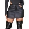 imageAvanova Women Faux Leather Slit Split Mini Skort High Rise Bodycon Short SkirtBlack