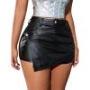 imageAvanova Women Faux Leather Slit Split Mini Skort High Rise Bodycon Short SkirtBlack B