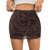 imageAvanova Women Mesh Bodycon Mini Skirt High Waist Ruched Summer Short SkirtFloral Brown