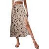 imageAvanova Womens Boho Leopard Print Thigh High Waist A Line Split Midi SkirtKhaki Leopard