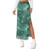 imageAvanova Womens Mesh Slit Split Long Skirts High Waisted Sexy Summer Maxi SkirtsTie Dye Green