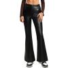 imageBlack Faux Leather Pants for Women High Waisted Flare Leggings Straight Wide Leg Pleather Pants with PocketsA3 Bootcut Magic Pants Black