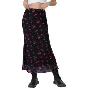 imageAvanova Women Ditsy Floral Bohemia Mesh Mermaid Skirt High Waist Summer Midi SkirtsBlack a