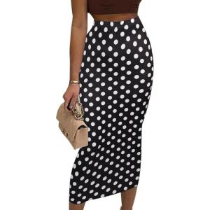 imageAvanova Women Floral Print Pencil Midi Skirt High Waisted Tight Bodycon SkirtsBlack a
