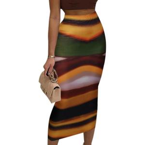 imageAvanova Women Floral Print Pencil Midi Skirt High Waisted Tight Bodycon SkirtsMulticolor a