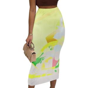 imageAvanova Women Floral Print Pencil Midi Skirt High Waisted Tight Bodycon SkirtsYellow B