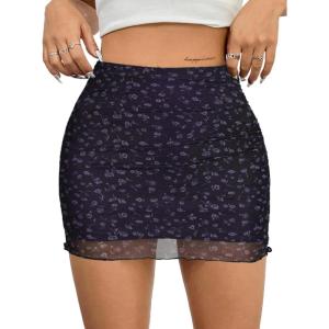 imageAvanova Women Mesh Bodycon Mini Skirt High Waist Ruched Summer Short SkirtBlack Lx01