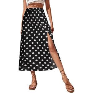 imageAvanova Womens Boho Leopard Print Thigh High Waist A Line Split Midi SkirtDot Black