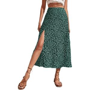 imageAvanova Womens Boho Leopard Print Thigh High Waist A Line Split Midi SkirtDot Green