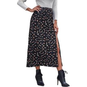 imageAvanova Womens Boho Leopard Print Thigh High Waist A Line Split Midi SkirtFloral Black 02