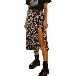 imageAvanova Womens Boho Leopard Print Thigh High Waist A Line Split Midi SkirtFloral Black