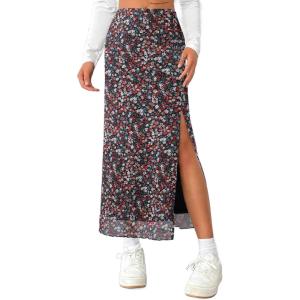 imageAvanova Womens Mesh Slit Split Long Skirts High Waisted Sexy Summer Maxi SkirtsFloral Muti