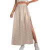 imageAvanova Women Boho Floral Slit Maxi Skirt Split Thigh High Waisted Long Sexy SkirtApricot
