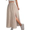 imageAvanova Women Boho Floral Slit Maxi Skirt Split Thigh High Waisted Long Sexy SkirtApricot