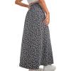 imageAvanova Women Boho Floral Slit Maxi Skirt Split Thigh High Waisted Long Sexy SkirtBlack