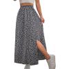 imageAvanova Women Boho Floral Slit Maxi Skirt Split Thigh High Waisted Long Sexy SkirtBlack