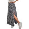 imageAvanova Women Boho Floral Slit Maxi Skirt Split Thigh High Waisted Long Sexy SkirtBlack