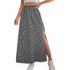 imageAvanova Women Boho Floral Slit Maxi Skirt Split Thigh High Waisted Long Sexy SkirtBlack
