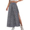 imageAvanova Women Boho Floral Slit Maxi Skirt Split Thigh High Waisted Long Sexy SkirtBlack White