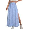 imageAvanova Women Boho Floral Slit Maxi Skirt Split Thigh High Waisted Long Sexy SkirtBlue