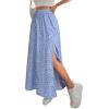 imageAvanova Women Boho Floral Slit Maxi Skirt Split Thigh High Waisted Long Sexy SkirtBlue