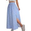imageAvanova Women Boho Floral Slit Maxi Skirt Split Thigh High Waisted Long Sexy SkirtBlue
