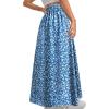 imageAvanova Women Boho Floral Slit Maxi Skirt Split Thigh High Waisted Long Sexy SkirtBlue Floral