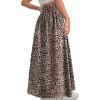 imageAvanova Women Boho Floral Slit Maxi Skirt Split Thigh High Waisted Long Sexy SkirtBrown Leopard