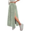 imageAvanova Women Boho Floral Slit Maxi Skirt Split Thigh High Waisted Long Sexy SkirtFloral Green